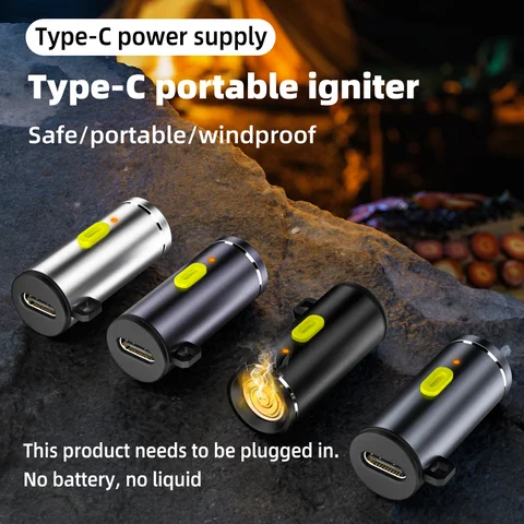 Type-C Flameless Mini Electric Lighter Compact Portable Igniter USB-C Cigarette Lighter for Air Travel Outdoor Easy Storage