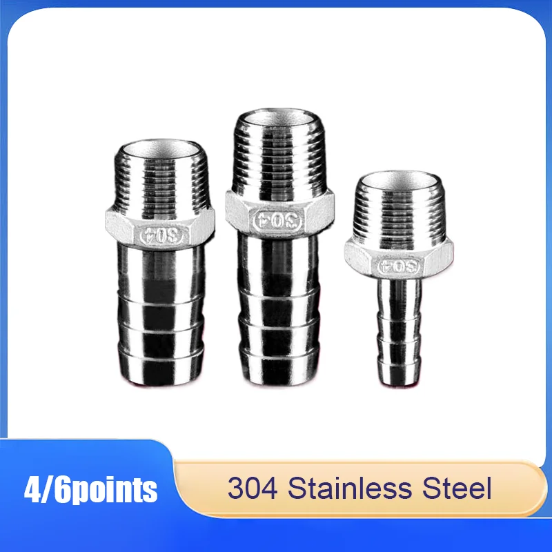 

4/6 points 304 Stainless Steel External Thread Pagoda Fitting Direct Green Head Water Hose Rubber Hose Quick Connect Fitting