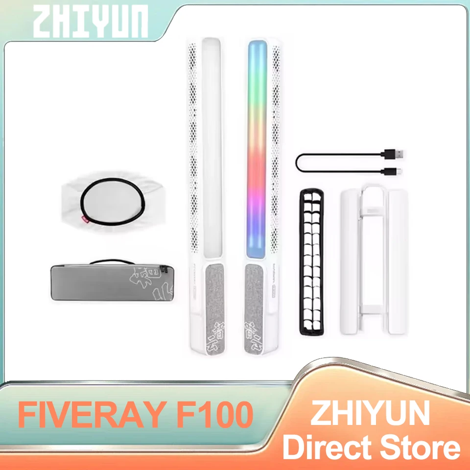 

ZHIYUN FIVERAY F100 100W RGB LED Light Tube Wand Stick Light for Photography Streaming Interviewing Tiktok Youtube VS Sokani X25