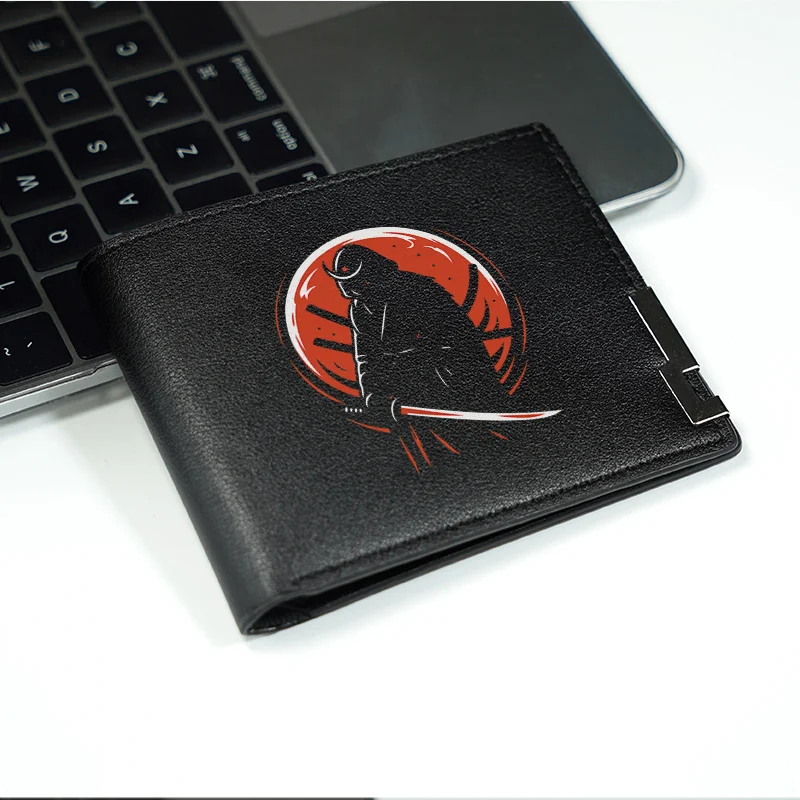 Portafoglio in pelle PU Samurai Warrior Design Portafoglio compatto da uomo leggero e durevole in stile business minimalista con opere d'arte audace
