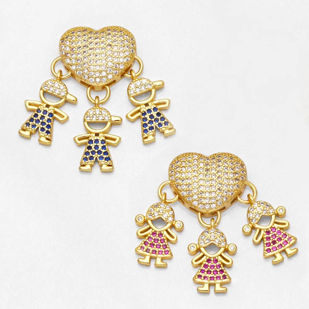 OCESRIO-Colgante para collar de niño y niña, colgante de cobre chapado en oro, corazón CZ, amistad, suministros de fabricación de joyas familiares, pdta781 a granel