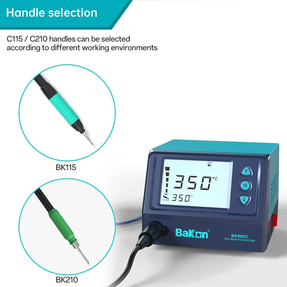 Bakon C115 C210 Soldering Station with Double Solder Iron Handle Cell Phone Repair Tool Welding Rework Station BK969C