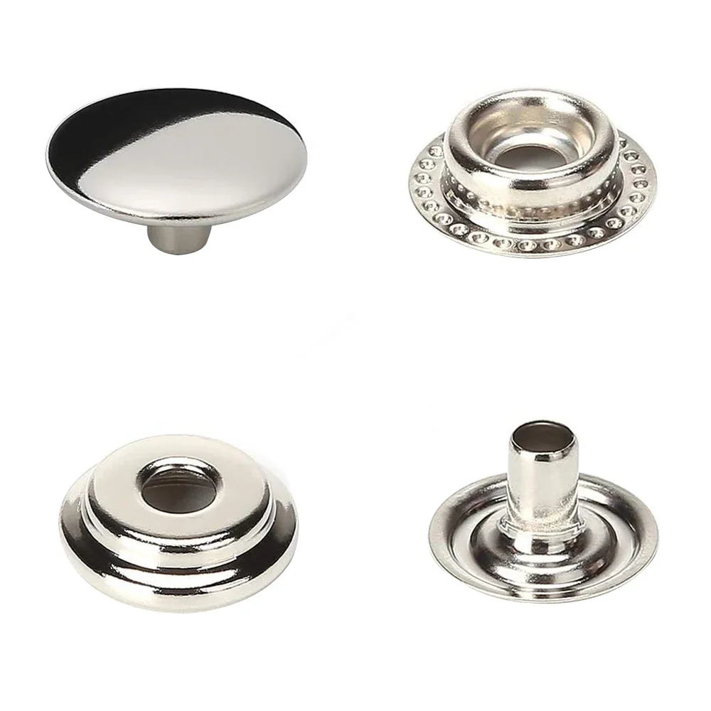 100pcs 15mm Snap Kit - 25 Sets Marine Grade Snap Fastener Stainless Steel Snap Buttons for Boat Cover,Sewing Leather ,Canvas