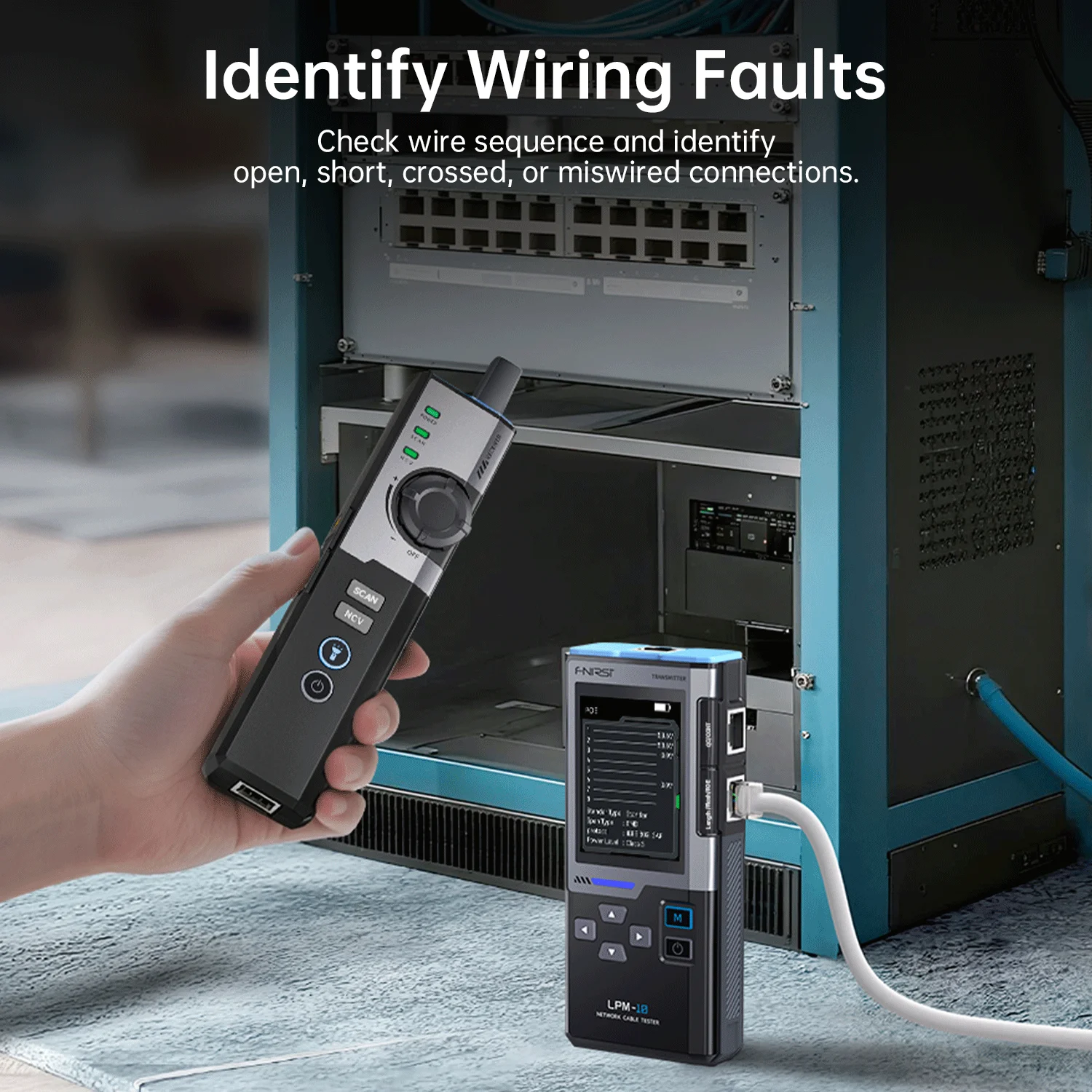 FNIRSI LPM-10C Network Cable Tester Cable Tracer PING IP Scanner Gigabit PoE RJ45 RJ11 Length Test for Network Repair Tools - view 6