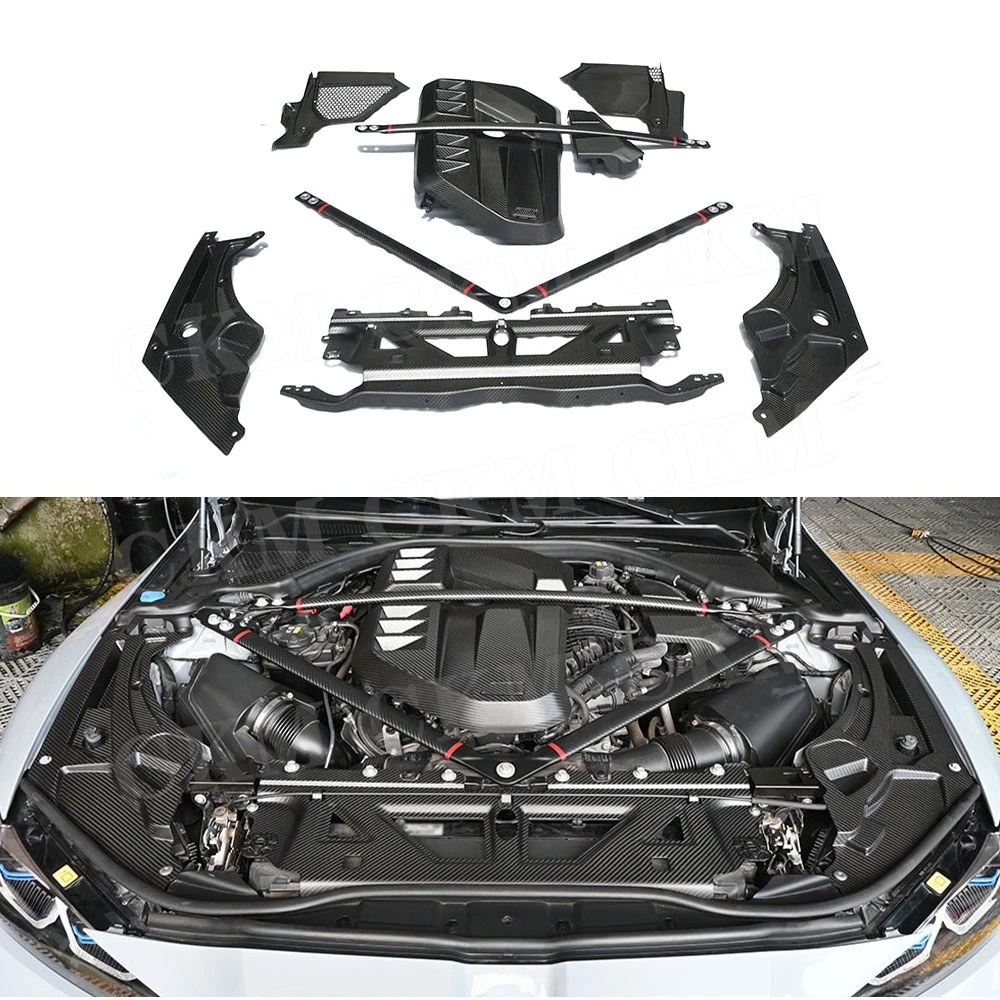 Dry Carbon Fiber Engine Hood Cover Body Kits Complete Engine Compartment Shroud Cover for BMW M2 M3 M4 G87 G80 G81 G82 G83 2021+