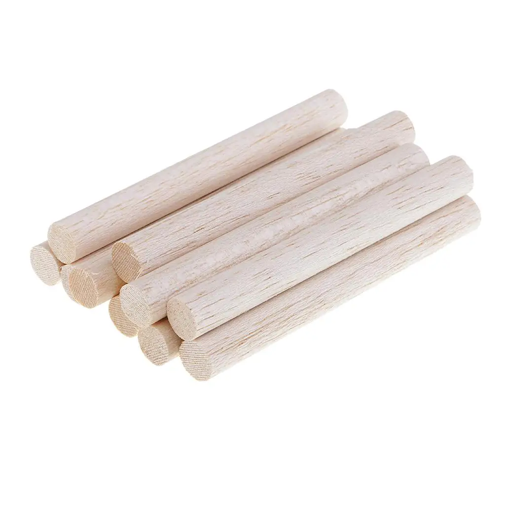 10Pcs Balsa Wood Round Sticks Unfinished for Woodworking Crafts Supply 00/200mm