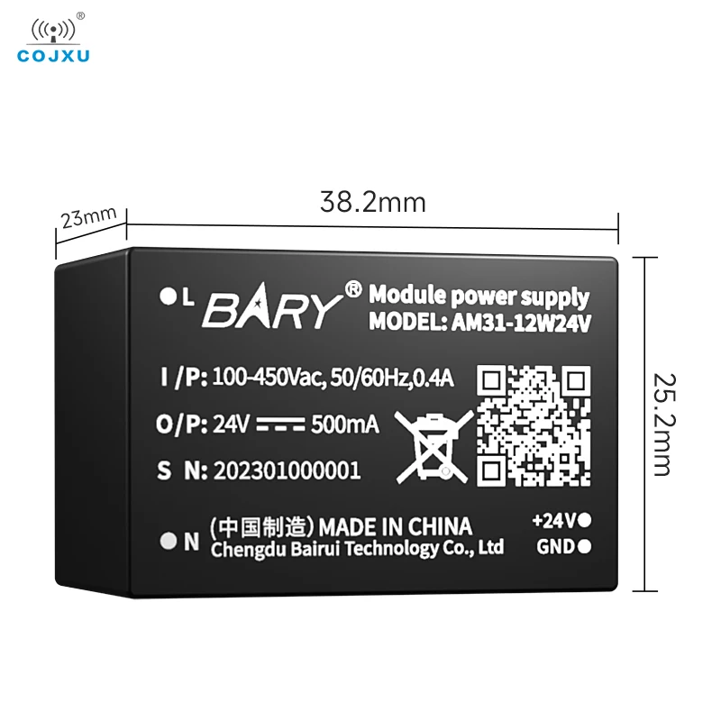 COJXU AC-DC Buck Converter Power Supply Module AM31-12W24V Short Circuit Protection Output 24V 1000mA Input Voltage 85~450V