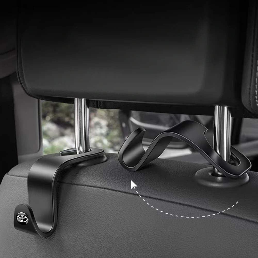 2pcs Car Rear Seat Hooks Handbag Phone Support Storage Hook For Toyota Rav4 Corolla Camry Mirai Aqua Cross Auris TRD GR Sport