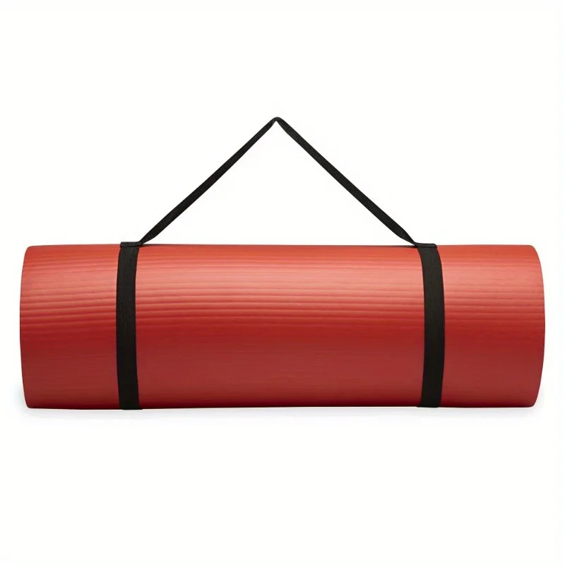 Fitness Yoga Mat, Red, Multi-Use, 72" x 24", Helps maintain comfort during floor exercises, with straps
