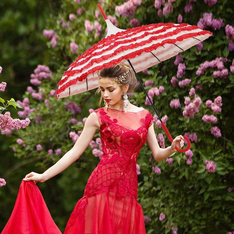 

Lace Lace Pagoda Umbrellas Court Red Wedding Umbrella Cake Skirt Umbrella Elegant Photography Umbrellas