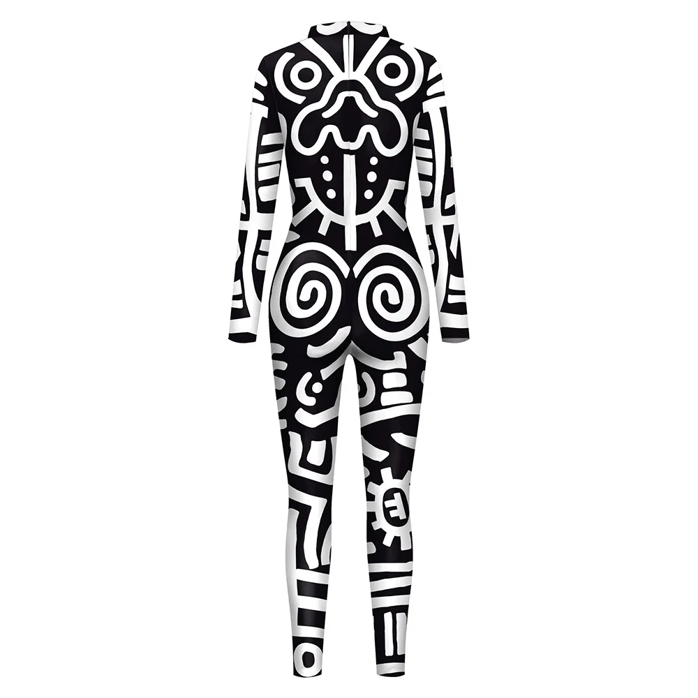 Women Men Punk Robot Abstract Art Geometry 3D Printed Jumpsuit Adults Halloween Cosplay Costume for Dancing Party Dress Up