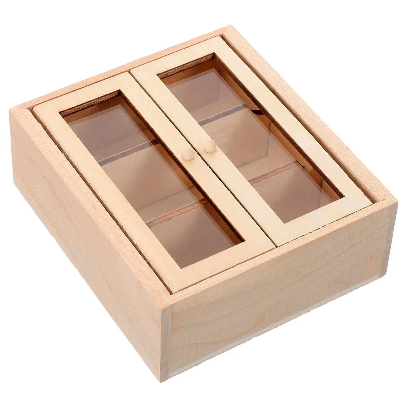 

Miniature Cabinet Wooden Unpainted Double Door Mini Storage Cabinet Photo Prop for Miniature House Decoration Mini Adornment