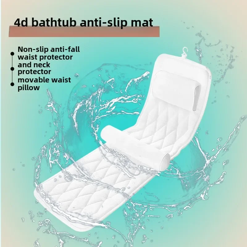 Luxury Full Body Bath Pillows Bathtub Cushion with Suction Cups 4D Air Mesh Fit Any Tub Bath Pillow for Bathtub, Shower Cushion