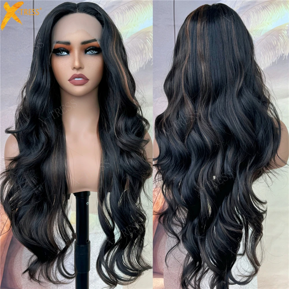 

Glueless HDlace Front Wig Hand Tied Ear to Ear Soft Lace Synthetic With Baby Hair Pre-Plucked Hairline Lace Frontal Wigs