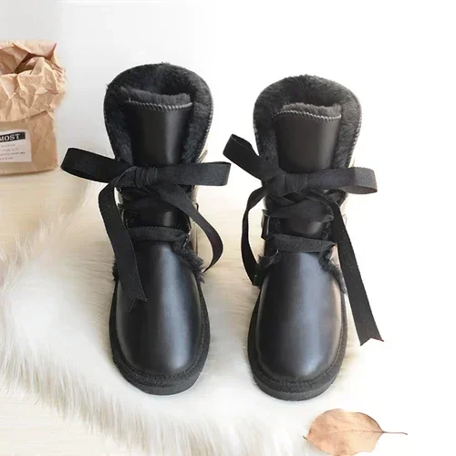 Australia Classic Snow Boots Plush Women Boots Genuine Leather Ladies Shoes Non-slip Warm Winter Boots Rubber Soles Women Shoes