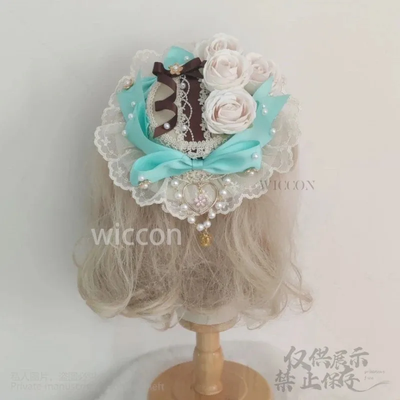 CyHalloween النعناع الأخضر الشوكولاته الحلو لوليتا الدانتيل الشعر هوب أنيمي خادمة تأثيري عقال أغطية الرأس قبعة الإكسسوارات بالجملة