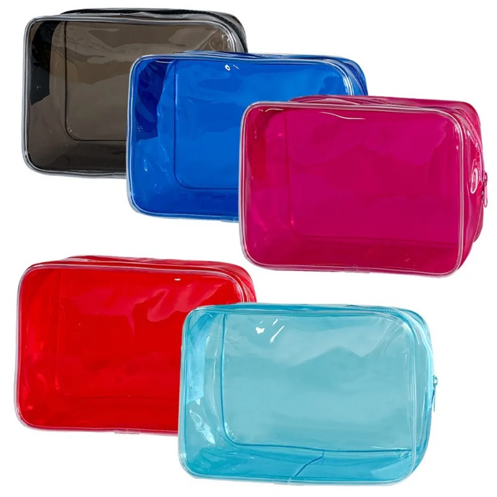 Borsa per cosmetici colorata da viaggio Borsa per trucco da donna trasparente in PVC Borsa per il lavaggio della gelatina di grande capacità Organizzatore di cosmetici