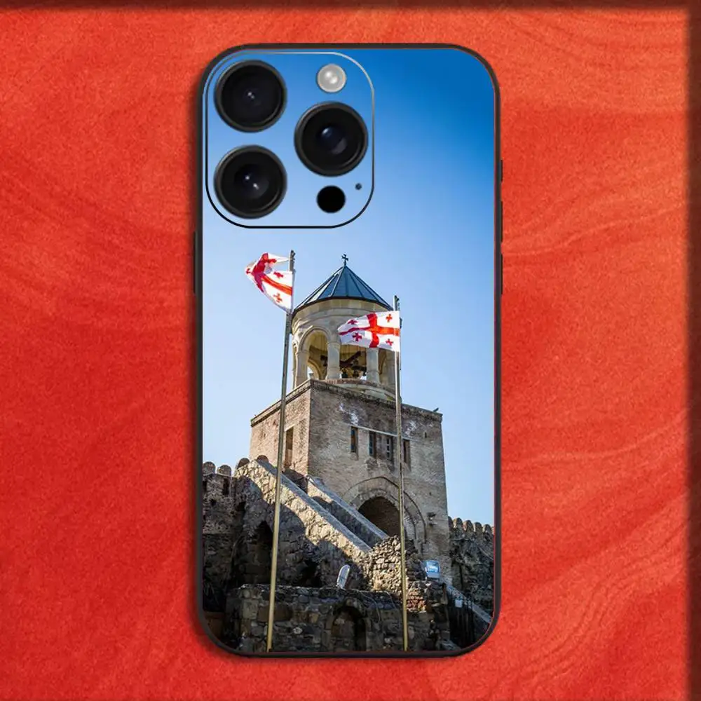 Funda de teléfono de estética Georgia para iPhone 17,16,15,14,13,12,11,Pro,Max,Plus,E,SE4,Air,Mini cubierta negra