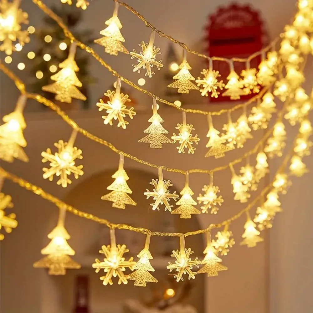 

1 шт., 1,5 м10 светодиодный/3 м20 светодиодный аккумуляторный ящик, снежинка и елка, световая гирлянда, рождественское украшение, используется для вечеринки, украшения комнаты