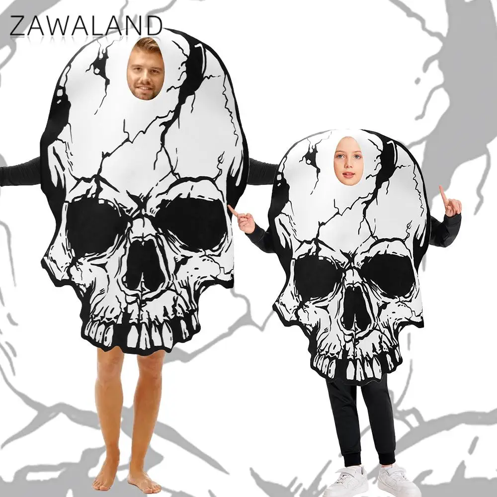 

Zawaland Halloween Skull Costumes Adult Kid Holiday Party Cosplay Costumes Sponge Suit Skeleton Fancy Dress Up Boy Girl Clothes