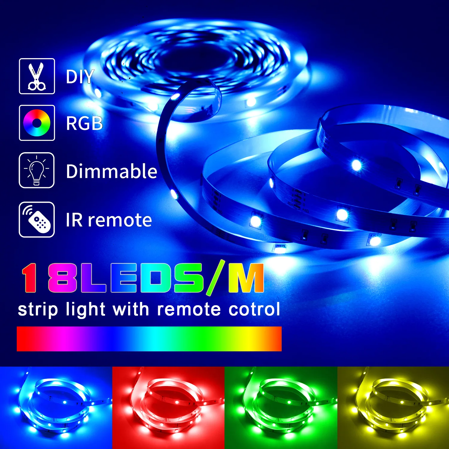 TUYA WIFI RGB LED Strip Lights For Room Decoration Alexa RGB LED Tape Lights Smart Music Sync Dimmable RGB Christmas Lights 5050