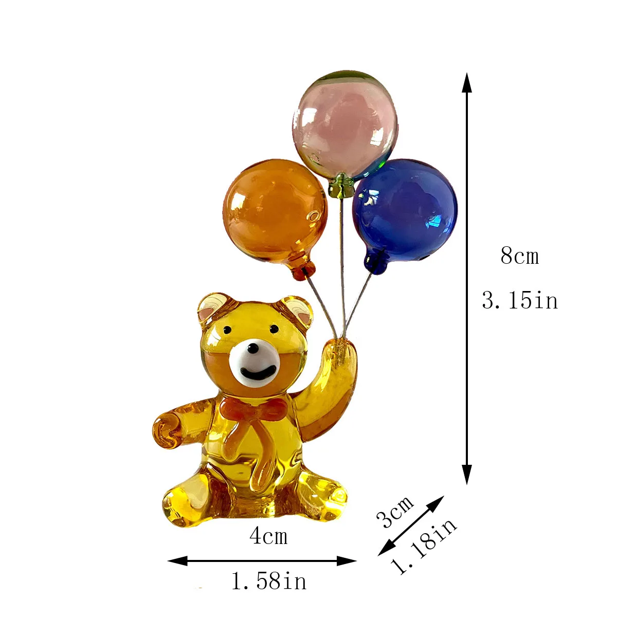 2 Types Crystal Bear with Balloons Glass Bear Animal Figurine Home Table Decor Kids Birthday Gift
