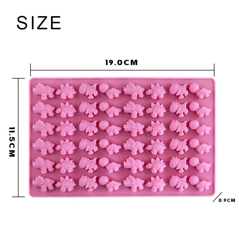 48-Cavity Dinosaur Chocolate Mold Dinosaur Shell Silicone Candy Mold with Dropper DIY Cute Ice Cube Tray QQ Candy Fondant Mold