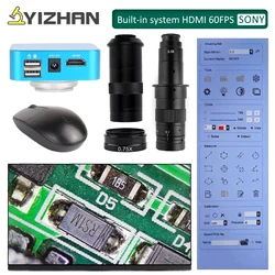 YIZHAN Built-in System Video Microscope HDMI Camera Measurement Annotation FHD IMX335 Sensor Mouse Operation Professional Repair