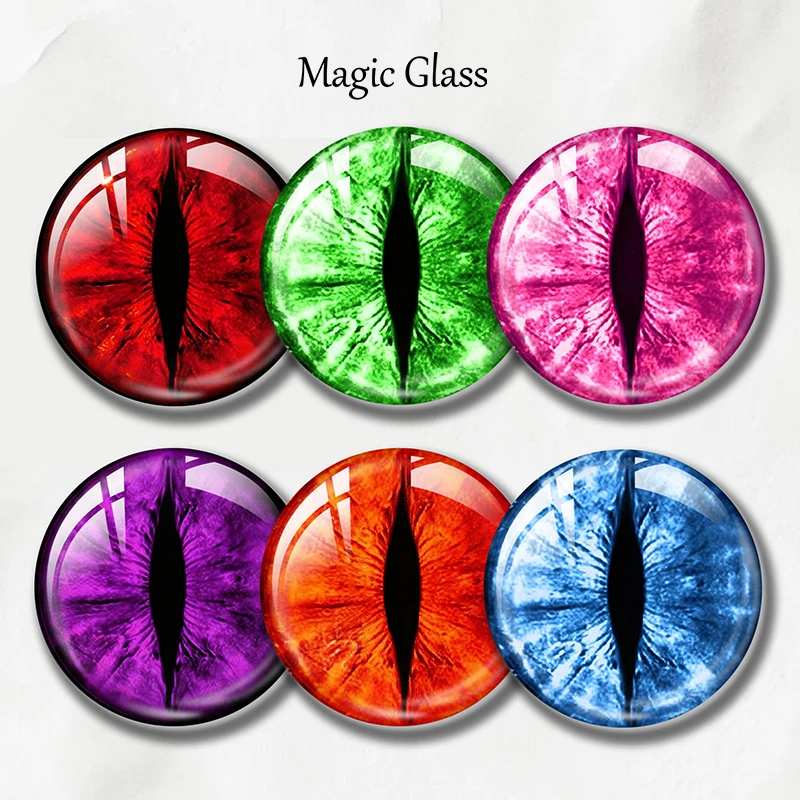 

8mm 10mm 12mm 18mm 20mm 25mm 30mm 6mm Photo Glass Cabochon Pattern Round Colorful DIY Jewelry Accessories Gecko Eyes