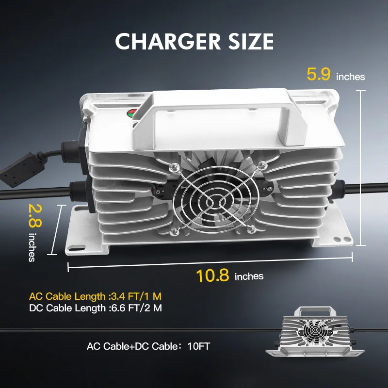 شاحن بطارية ليثيوم 48 فولت 25 أمبير 2 دبوس التوصيل # MAC-SCR48-17-17 لياماها G19 - G22 عربة جولف 1400 وات