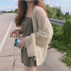 Cardigan for Women Summer Crop Knit Cardigan Y2k Sweater Women Loose Coat Kardigan Sweter Cardigans Korean Cropped Cardigan