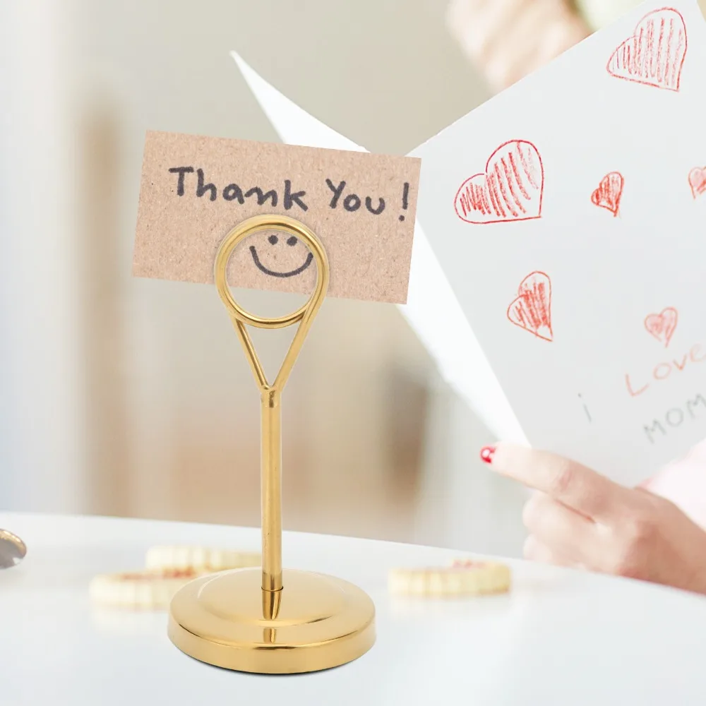 2Pcs Durable Gold Table Cardholder Multiple Sizes Multi-purpose Metal Table Clip Sturdy Stable Tabletop Menu Holder Wedding