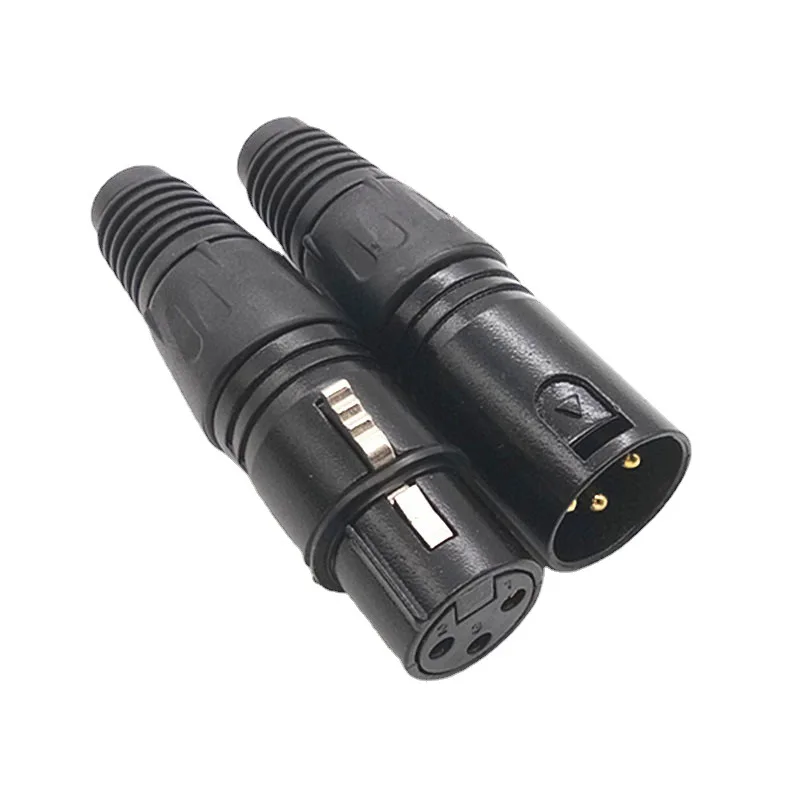 Audio Adapter Canon Male to Female Microphone Connector Gold-plated Three-core 3-pin XLR Canons Plug-in Black Balance Head