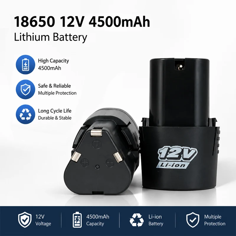 Elektroschrauber 12 V 4500 mAh wiederaufladbarer Li-Ionen-Akku, elektrische Bohrmaschine 18650, 12 V, Hochleistungsbatterie für Elektrowerkzeuge