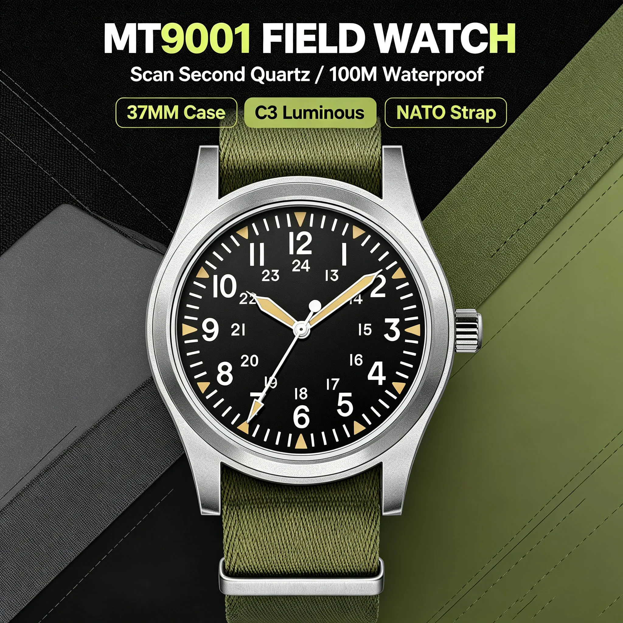 MILITREK 2025 New Military 37mm VH31 Men's Quartz Watch AR Sapphire Stainless Steel Waterproof 10Bar Luminous C3 Reloj Hombre
