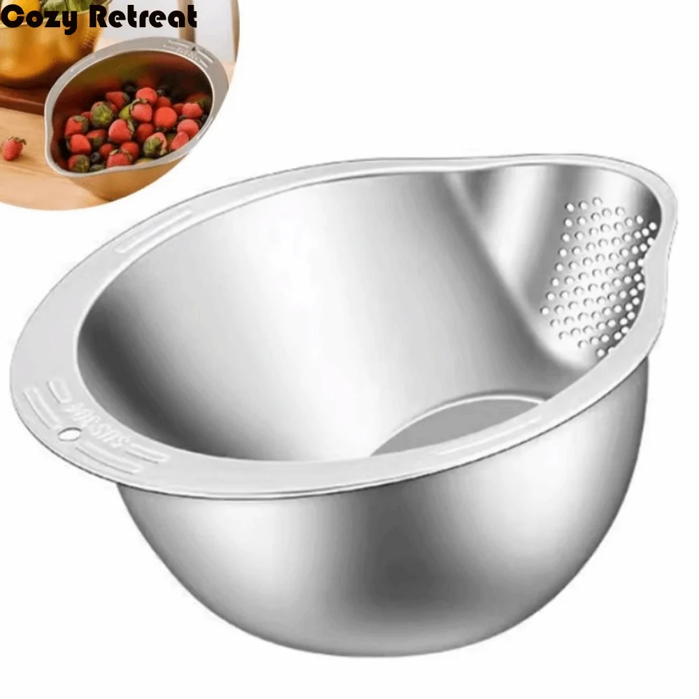 

Reusable Vegetable Washing Basket Rust-proof Thickened Vegetable Slicer Grater Stainless Steel Fine Perforations