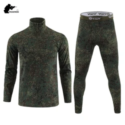 Camouflage Men's Thermal Underwear Set Winter Thermal Wear Outdoor Sports Outdoor Thermal Wear Hiking Base Layer A2F154