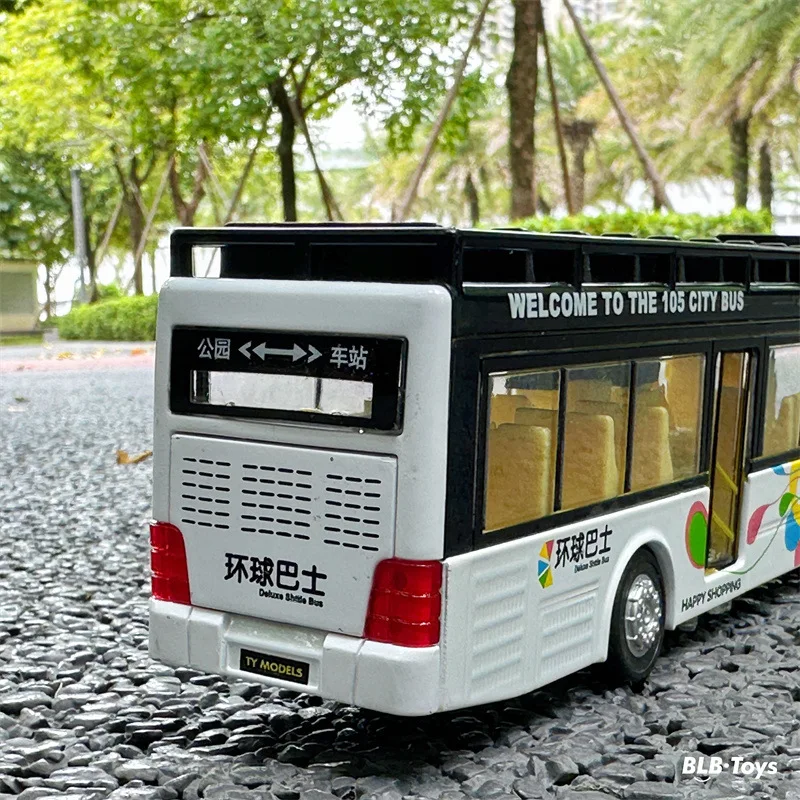 Double-Decker Sightseeing Bus Toy with Body - Interactive Voice, Light, and Sound Effects,