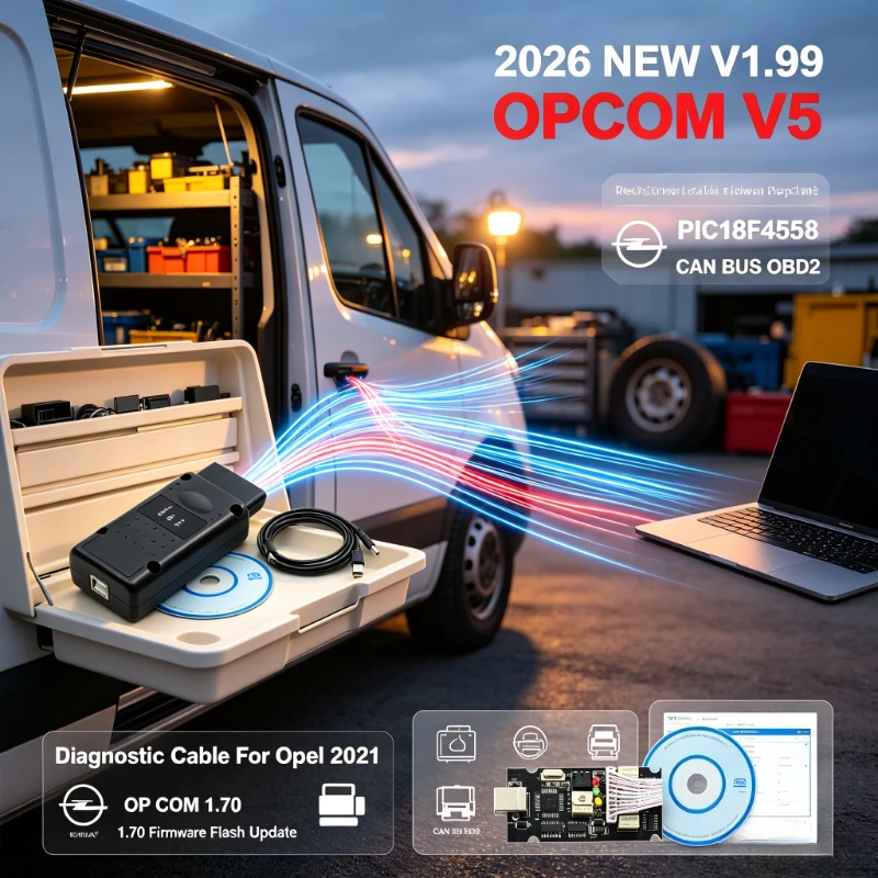 V5 OPCOM Flash Update Cable 1.70 Firmware PIC18F458 CAN‑BUS OBD‑2 Reader for Opel Car