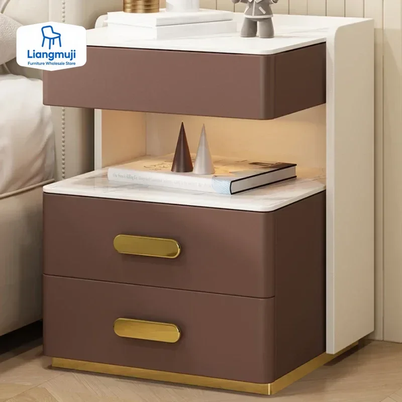 

Smart Home Bedside Table, Wireless Charging Password Lock, Three-layer Bedroom Storage, Solid Wood Storage, Bedside Cabinet