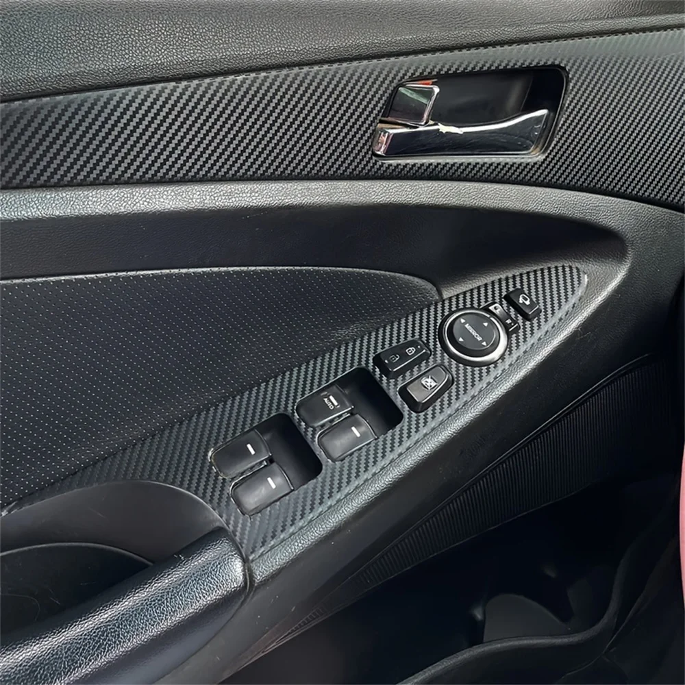 For Hyundai Sonata YF 2010-2014 Interior Central Control Panel Door Handle Carbon Fiber Stickers Decals Car Styling Accessories