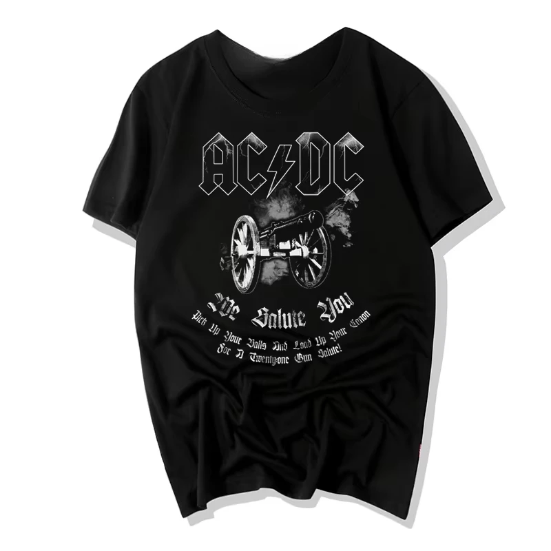 

2025 European and American Printed Short Sleeved Rock T-shirt for Men/women Summer Clothing ACDC Band Pure Cotton Parent-child