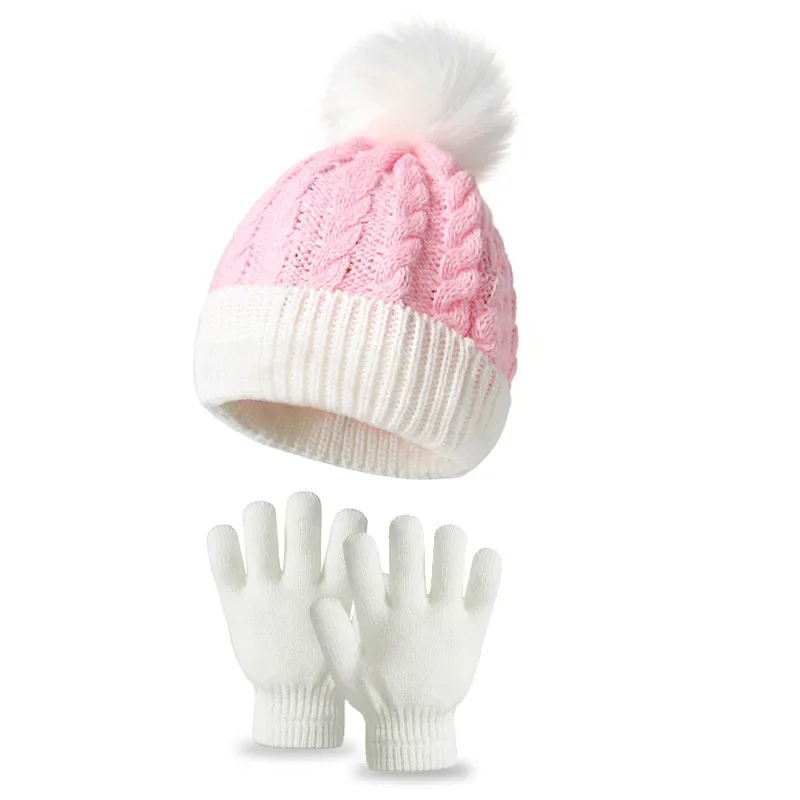 Winter Baby Beanie Hat With Earflap Fur Ball Winter Woolen Knitted Hats For Kids Outdoor Warm Girls Boys Ear Protection Cap