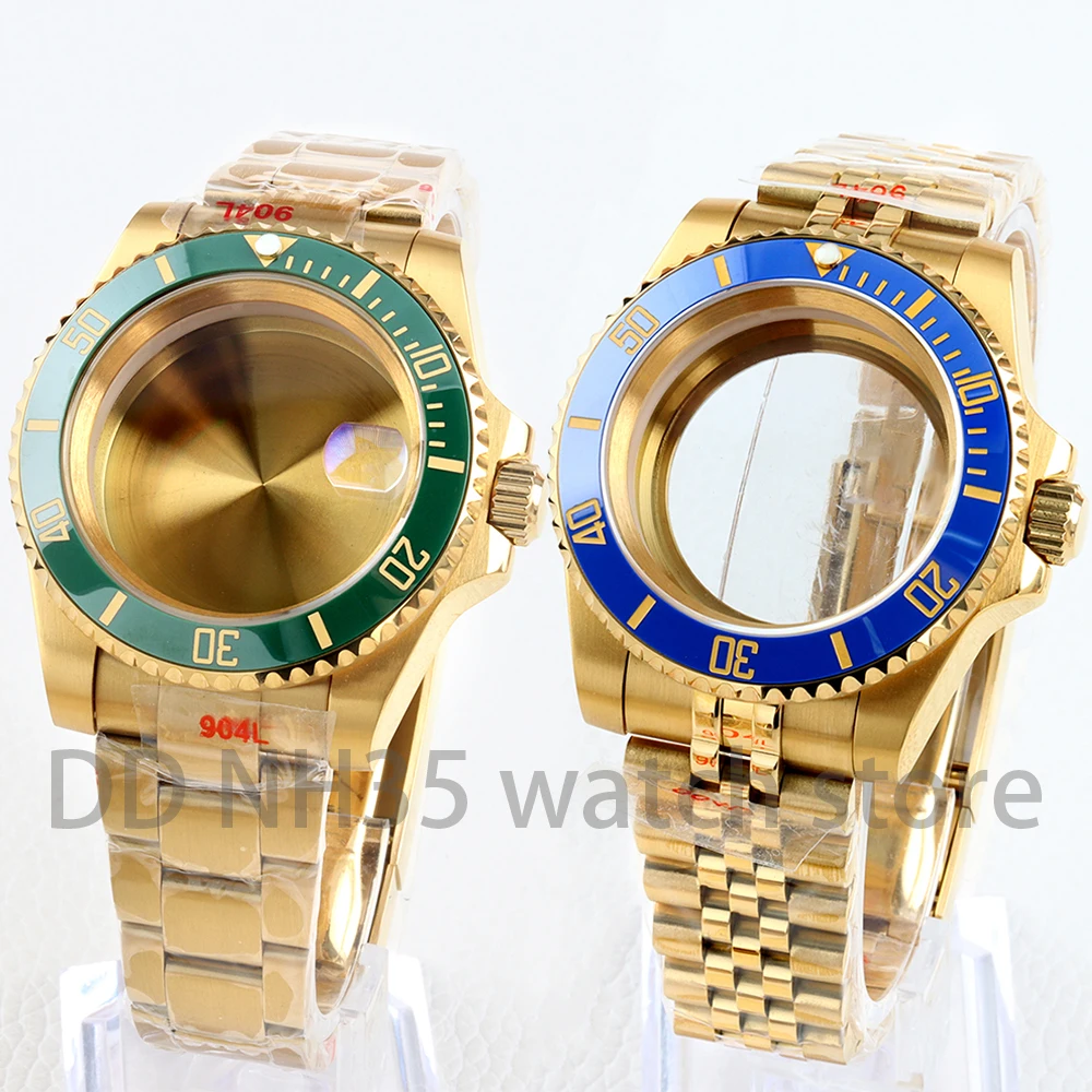 

Gold 40mm NH35 Case Sapphire Glass for Seiko NH34 NH35 NH36 NH38 Movement SUB Solid 316L Stainless Steel Jubilee/Oyster Bracelet