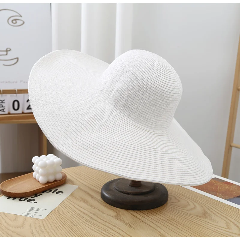 Big Brim Sun Protection Unisex Beach Hat Shading Women Men Summer Outdoor Foldable Straw Hat Jazz Cap Panama Hat rollable hat