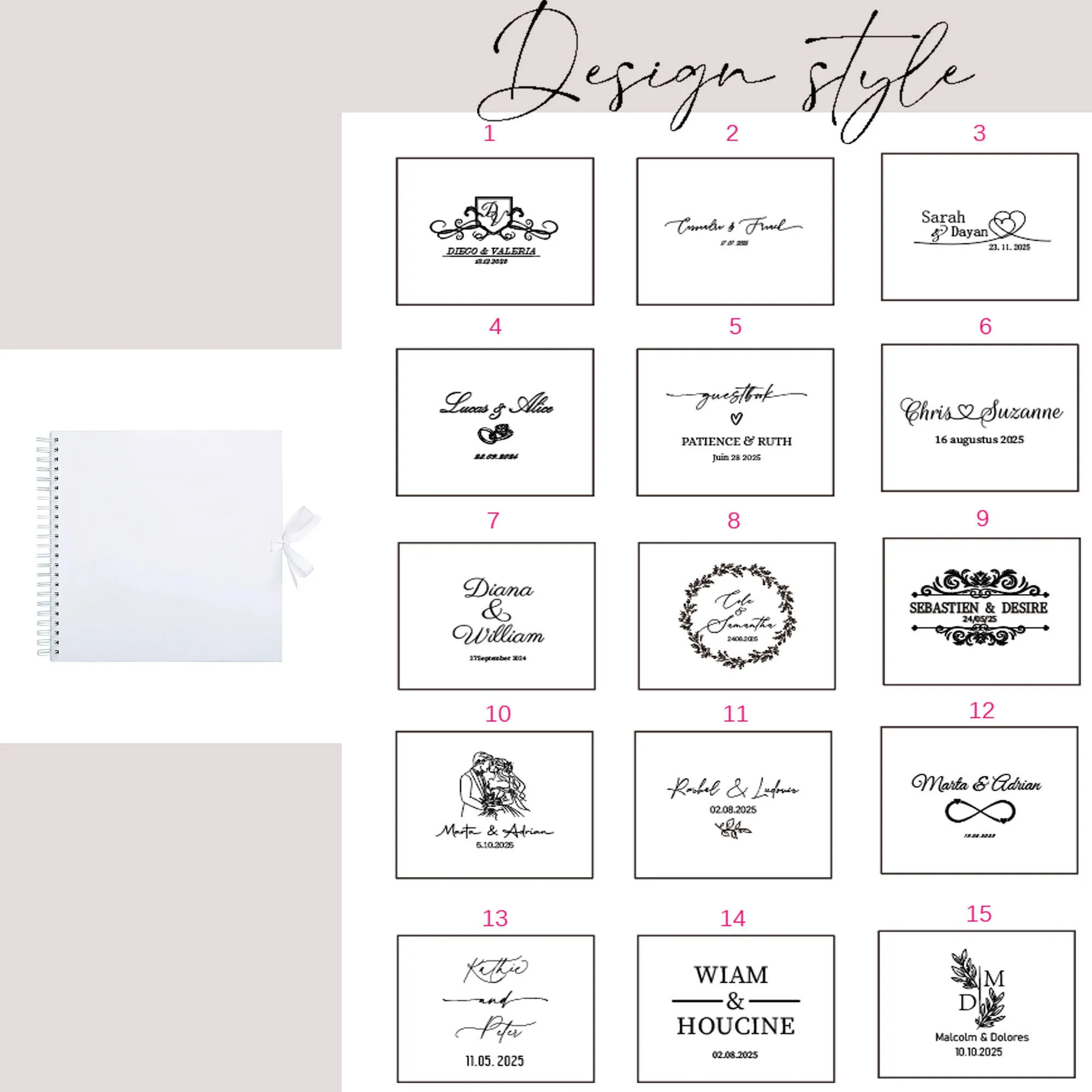 Personalized Wedding Guestbook with Ribbon Signing Book Weddings Ceremony Decoration Communion Signature Book Photo Album Gift
