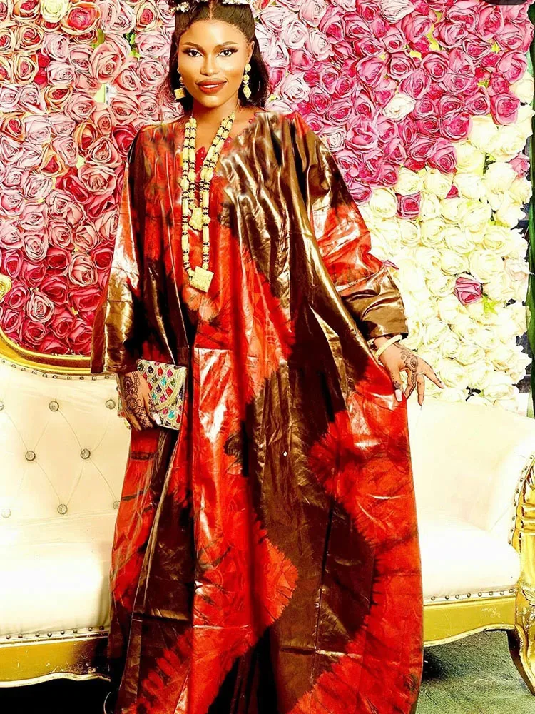 

African-style printed robe, elegant evening gown for seasonal celebration parties, traditional ceremonial dresses