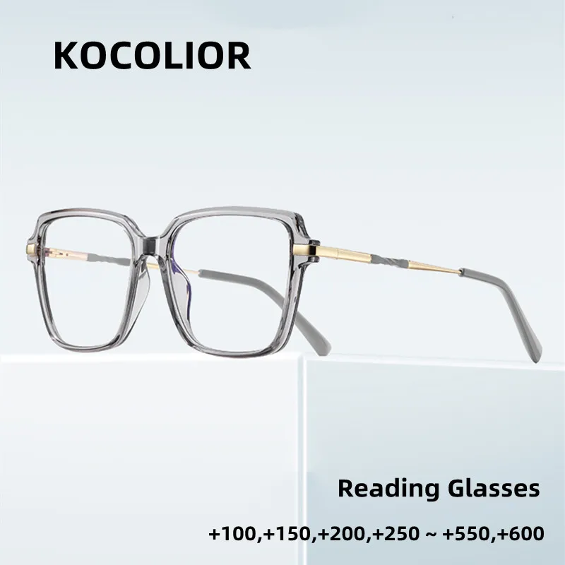 Fashion Simple Large Frame Cat Eye Frame Men Women Anti Blue Light Prescription Customized Reading Glasses Presbyopia +100 +200