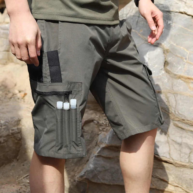Outdoor Men Tactical Short Multi-Pocket Wear-Resistant Workout Cargo Short Cycling Hiking Fishing Training Casual Pant Masculino