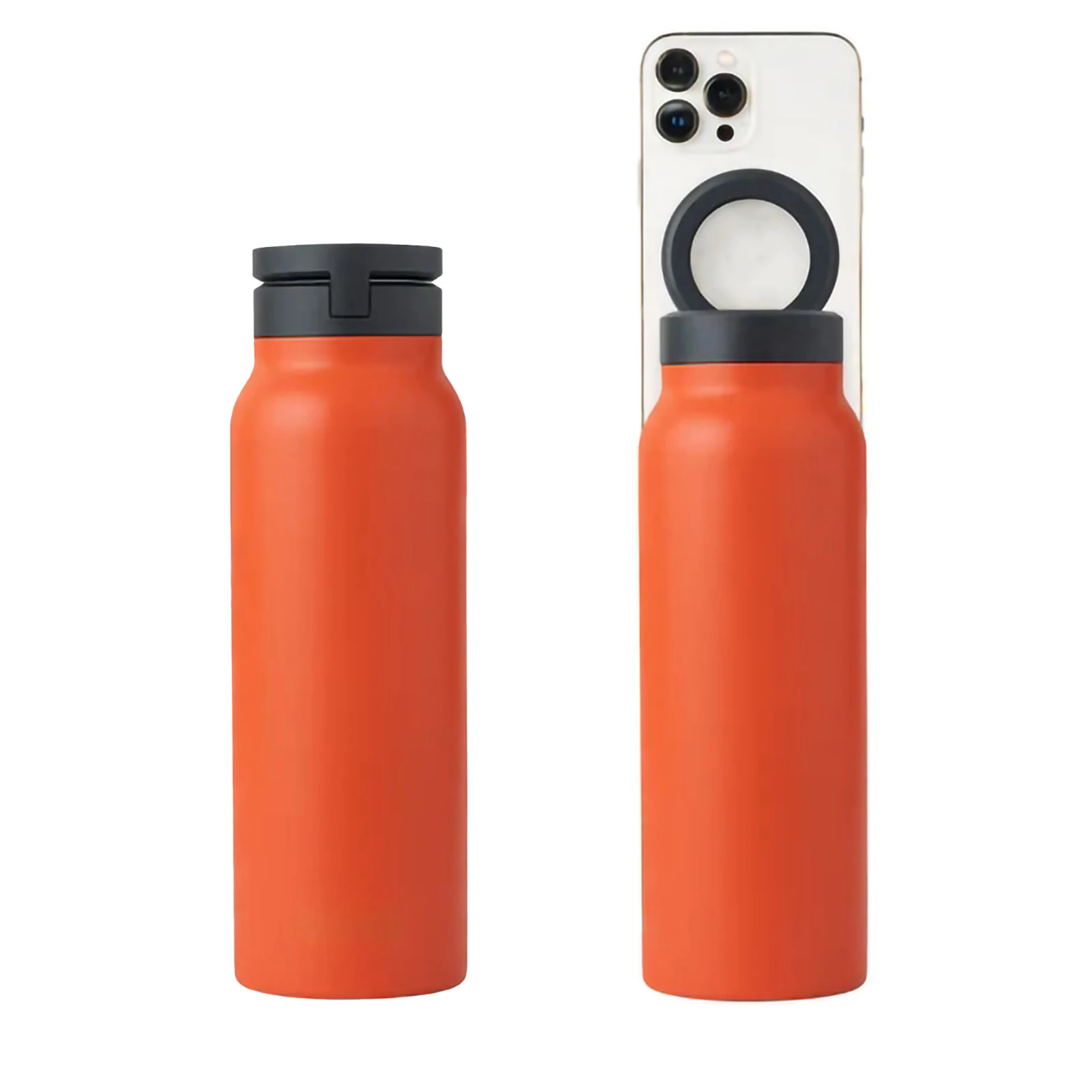 24Oz Insulated Water Bottle with Phone Mount Durable Leakproof Stainless Steel Sports Bottle for Outdoor Trip Household Camping